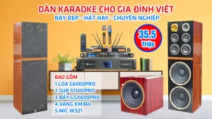 Dàn karaoke loa Weeworld G6000 pro, đẩy GXS 600, Vang Km360, Mic W321, SubS1500